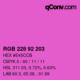 カラーコード: RGB 228 92 203 | qconv.com