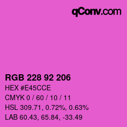 カラーコード: RGB 228 92 206 | qconv.com