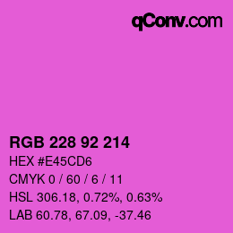 カラーコード: RGB 228 92 214 | qconv.com