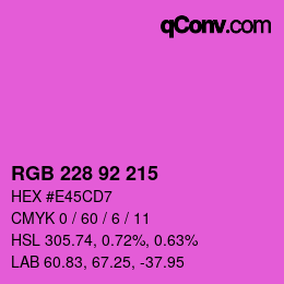 Color code: RGB 228 92 215 | qconv.com
