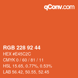 颜色代码: RGB 228 92 44 | qconv.com