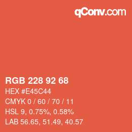 颜色代码: RGB 228 92 68 | qconv.com