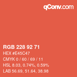 颜色代码: RGB 228 92 71 | qconv.com