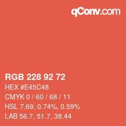カラーコード: RGB 228 92 72 | qconv.com