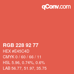 カラーコード: RGB 228 92 77 | qconv.com