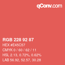 カラーコード: RGB 228 92 87 | qconv.com