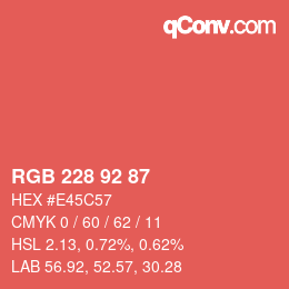 Color code: RGB 228 92 87 | qconv.com