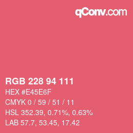 Color code: RGB 228 94 111 | qconv.com