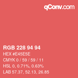 颜色代码: RGB 228 94 94 | qconv.com