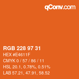 Color code: RGB 228 97 31 | qconv.com