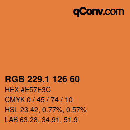 カラーコード: RGB 229.1 126 60 | qconv.com