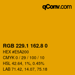 カラーコード: RGB 229.1 162.8 0 | qconv.com