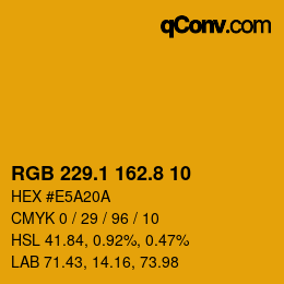 カラーコード: RGB 229.1 162.8 10 | qconv.com