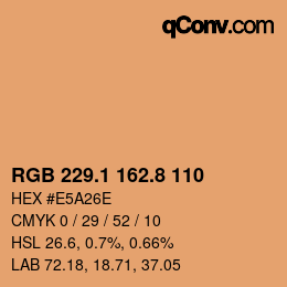 カラーコード: RGB 229.1 162.8 110 | qconv.com