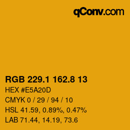 カラーコード: RGB 229.1 162.8 13 | qconv.com