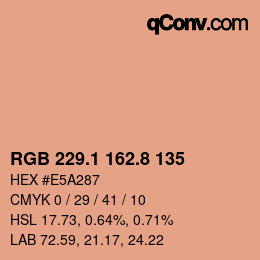 カラーコード: RGB 229.1 162.8 135 | qconv.com