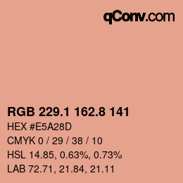 カラーコード: RGB 229.1 162.8 141 | qconv.com