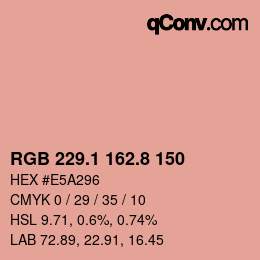 カラーコード: RGB 229.1 162.8 150 | qconv.com