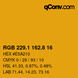 カラーコード: RGB 229.1 162.8 16 | qconv.com