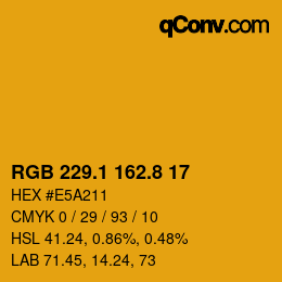 カラーコード: RGB 229.1 162.8 17 | qconv.com