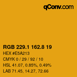 カラーコード: RGB 229.1 162.8 19 | qconv.com