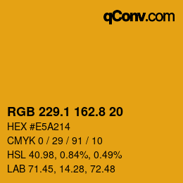 カラーコード: RGB 229.1 162.8 20 | qconv.com