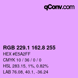 カラーコード: RGB 229.1 162.8 255 | qconv.com