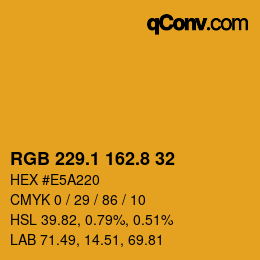 カラーコード: RGB 229.1 162.8 32 | qconv.com