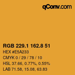 Color code: RGB 229.1 162.8 51 | qconv.com