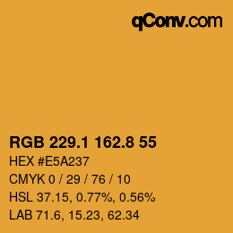 Farbcode: RGB 229.1 162.8 55 | qconv.com