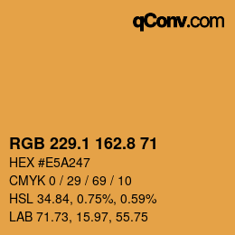 Color code: RGB 229.1 162.8 71 | qconv.com