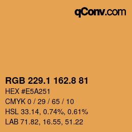カラーコード: RGB 229.1 162.8 81 | qconv.com