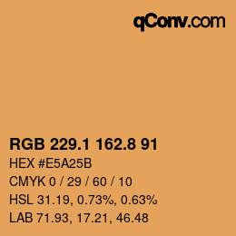 カラーコード: RGB 229.1 162.8 91 | qconv.com