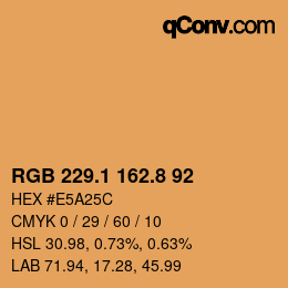 カラーコード: RGB 229.1 162.8 92 | qconv.com