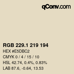 Color code: RGB 229.1 219 194 | qconv.com