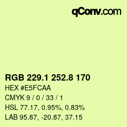 Color code: RGB 229.1 252.8 170 | qconv.com