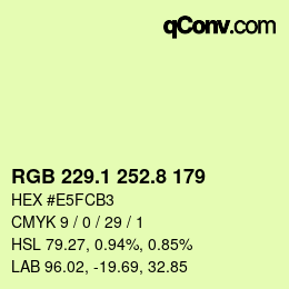 Color code: RGB 229.1 252.8 179 | qconv.com
