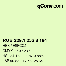 Color code: RGB 229.1 252.8 194 | qconv.com