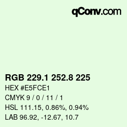 Color code: RGB 229.1 252.8 225 | qconv.com