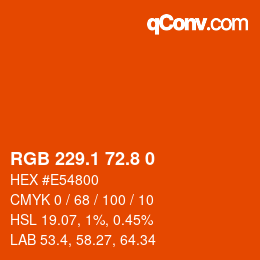 Color code: RGB 229.1 72.8 0 | qconv.com
