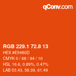 カラーコード: RGB 229.1 72.8 13 | qconv.com