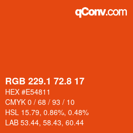 カラーコード: RGB 229.1 72.8 17 | qconv.com