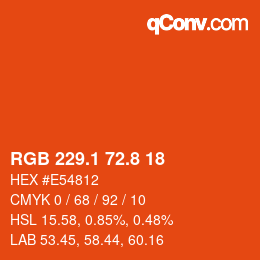 Color code: RGB 229.1 72.8 18 | qconv.com