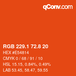 カラーコード: RGB 229.1 72.8 20 | qconv.com