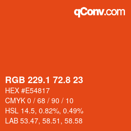 カラーコード: RGB 229.1 72.8 23 | qconv.com