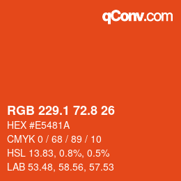 カラーコード: RGB 229.1 72.8 26 | qconv.com