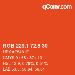 カラーコード: RGB 229.1 72.8 30 | qconv.com