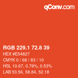 カラーコード: RGB 229.1 72.8 39 | qconv.com