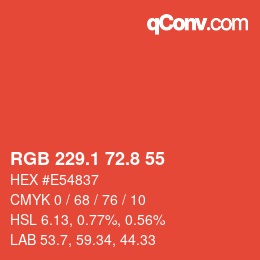 カラーコード: RGB 229.1 72.8 55 | qconv.com