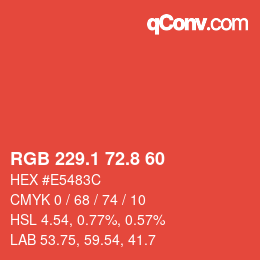カラーコード: RGB 229.1 72.8 60 | qconv.com